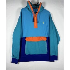 Polo Ralph Lauren Jacket Mens XXL Colorblock Double Knit Take-Away Hooded Anorak